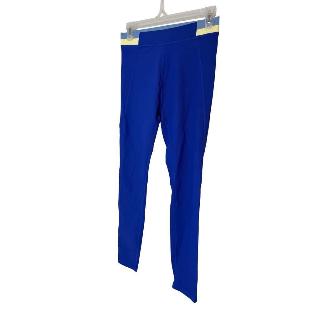 Wilo Leggings Womens Medium Blue High Rise Cropped Colorblock Yoga Athletic